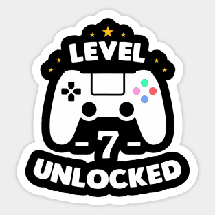 Level 7 Unlocked Gamer Seventh Birthday Sticker